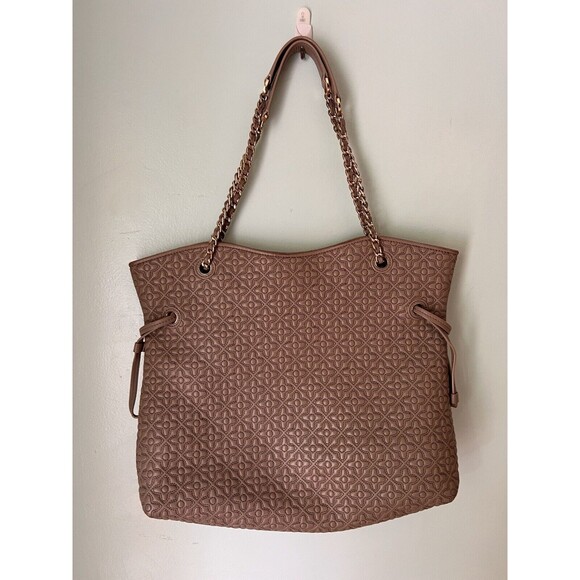 Tory Burch Marion Quilted Chains Large Tote Bag Taupe - Picture 7 of 10